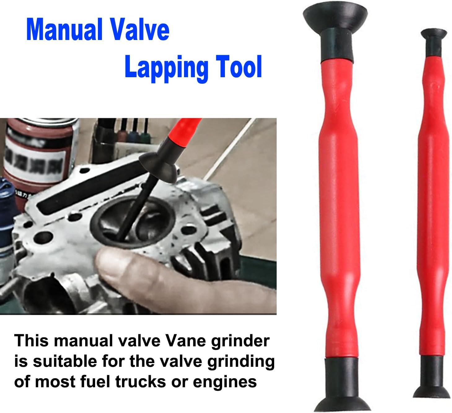 Double Ended Manual Valve Lapping Tool,Hand Lapping Grinding Sucker Kit,Plastic Abrasive Grinder for Automotive Engine Maintenance, Ergonomic Handle, Dual Suction Cups for Efficient Valve Seating