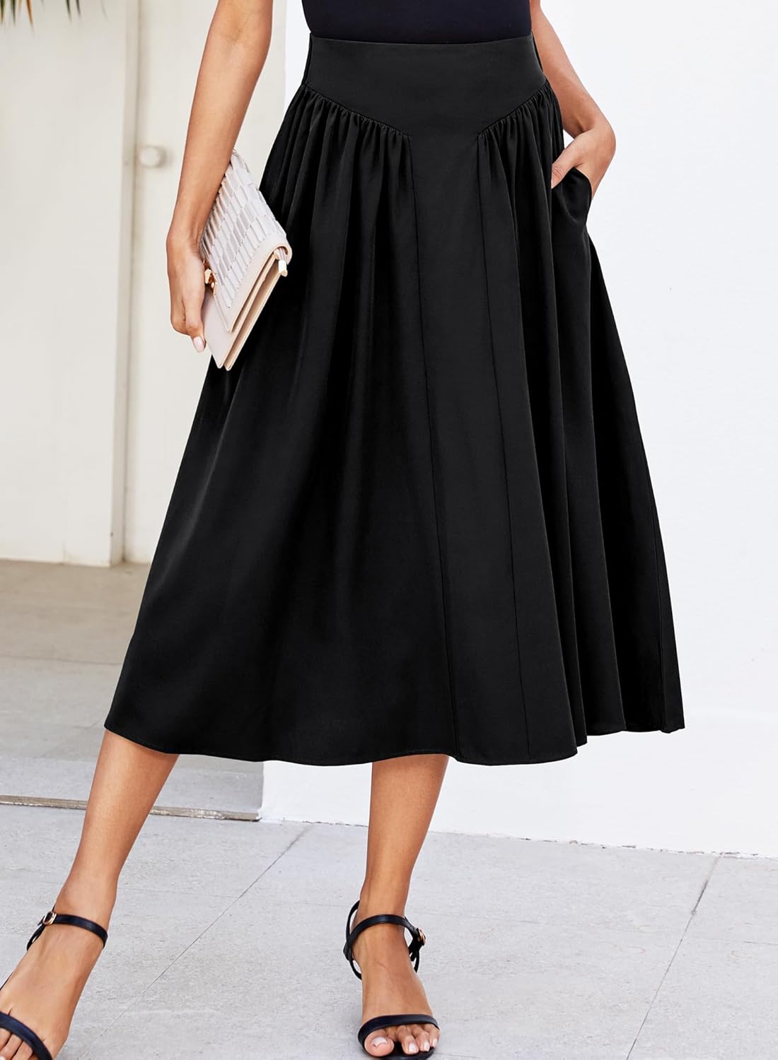 Skirts for Women Midi Length 2026 Summer Vintage A-line Long Pleated Skirt - Image 5