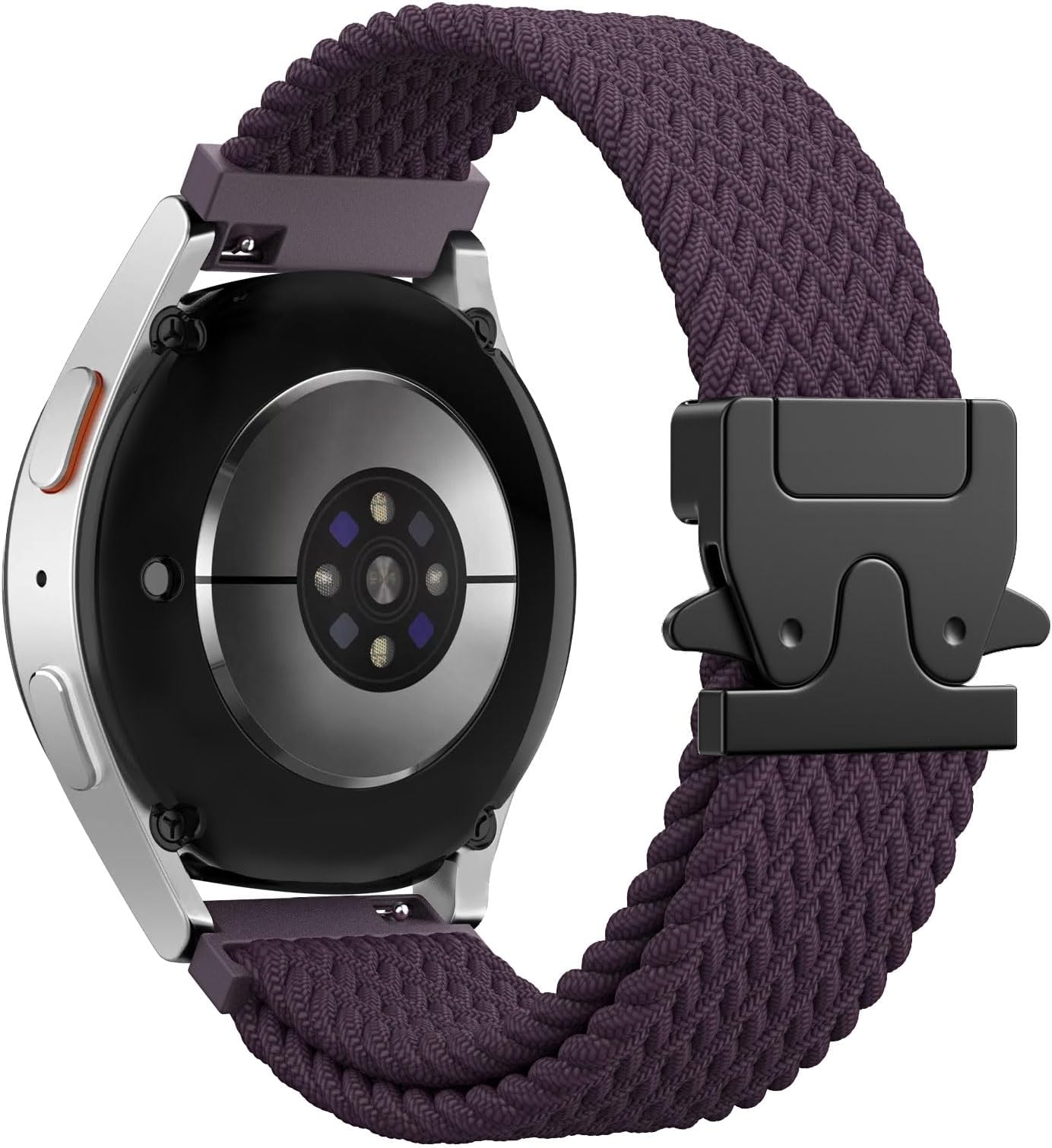 Braided Strap for Samsung Galaxy Watch 7 6 5 4 FE 40mm 44mm/Watch 6 4 Classic 43mm 47mm 42mm 46mm/5 Pro 45mm/3 41mm/Active 2, 20mm Parachute Buckle Stretchy Nylon Sport Band for Men Women