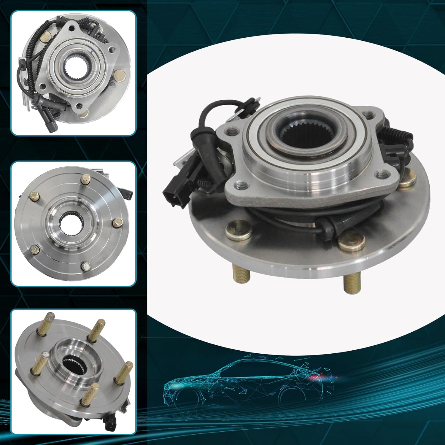 IRONTEK 515136 Front Wheel Hub and Bearing Assembly Compatible for Chrysler 2008-2011 Town & Country, for Dodge 2008-2011 Grand Caravan, for Volkswagen 2009-2012 Routan; 5 Lugs w/ABS 2PCS