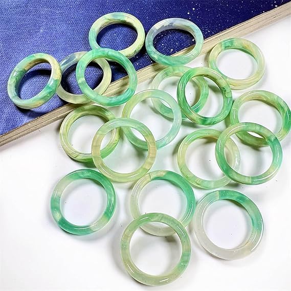 Fashion Acrylic Imitation Jade Ring Rings Minimalist Aesthetic Finger Rings Simple Gradient Color Stackable Ring Jewelry