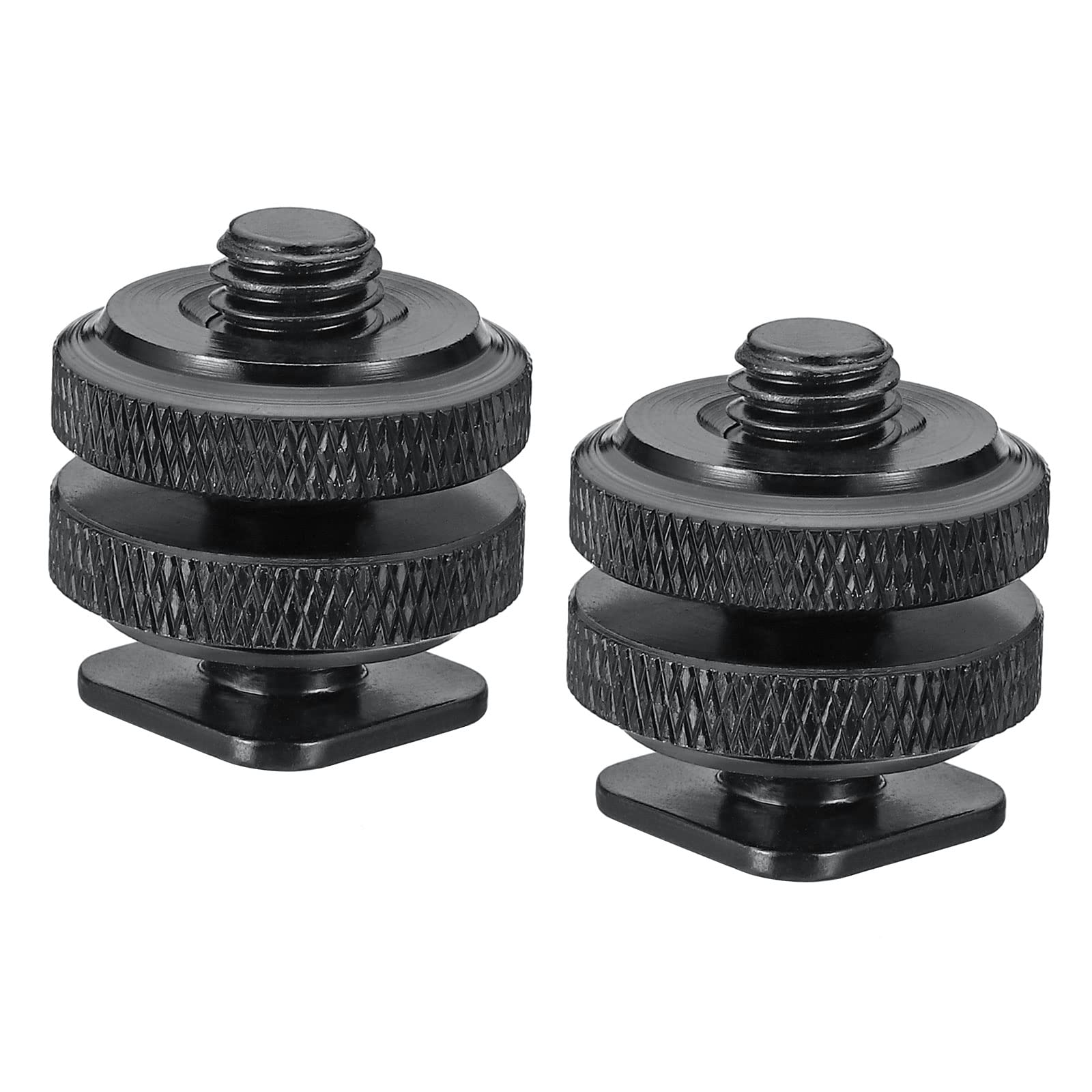 PATIKIL 3/8"-16 Camera Hot Shoe Mount, 2 Pack Flash Cold Shoe Mount Tripod Screw Adapter for DSLR Rig, Black