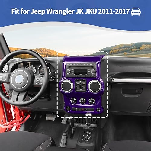 Miniatura 4 de RT-TCZ Para Wrangler JK Dash Panel de Control Cubierta Adhesivo para Jeep Wrangler JK JKU 2011-2017 Púrpura Interior Accesorios 2 unids