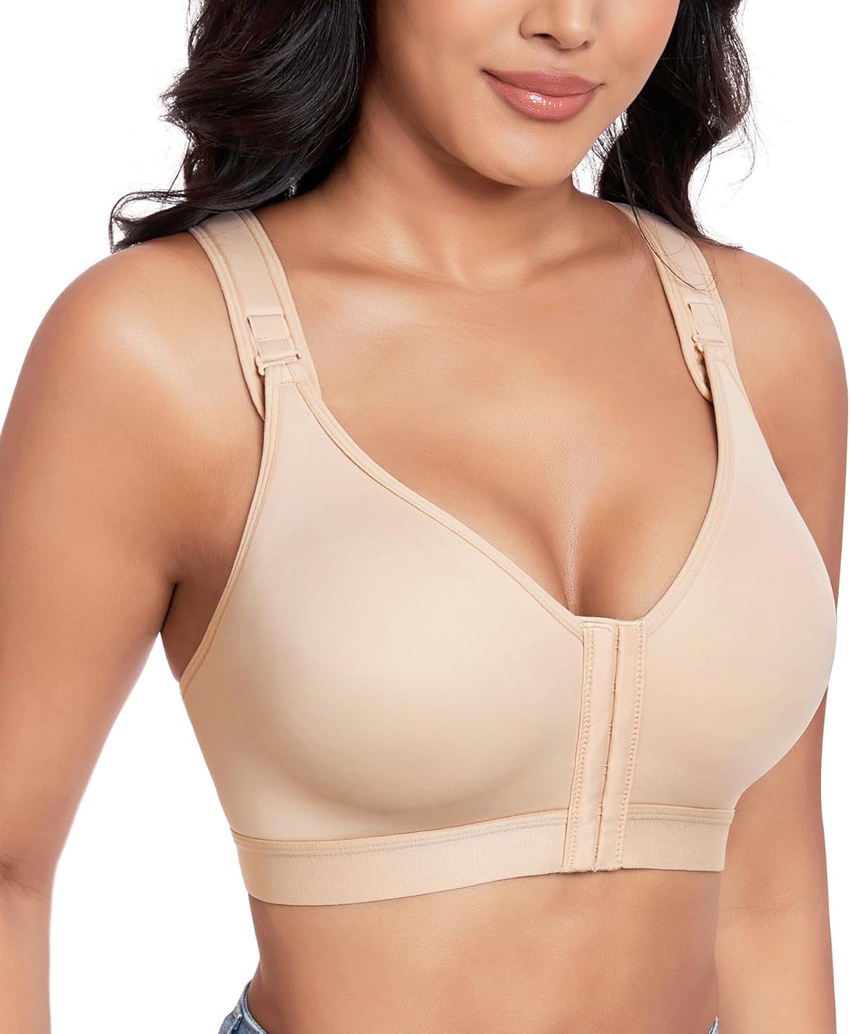 Lemorosy Women's Post Surgery Bra Front Closure Adjustable Straps Wireless Comfort Sport Brassiere - Image 5