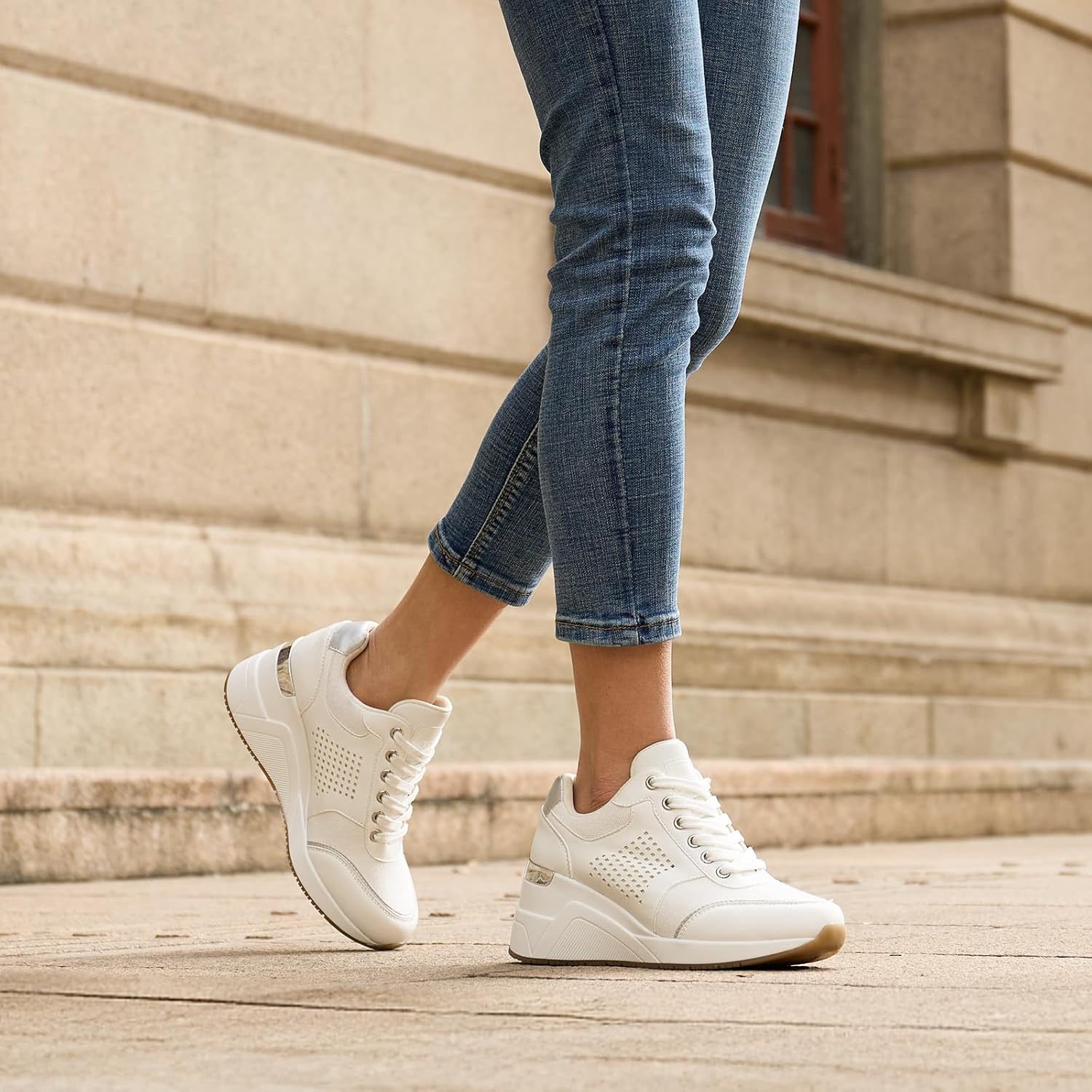 Cestfini Wedge Sneakers for Women - Wedge Tennis Shoes Non-Slip Women Fashion Sneakers - Image 2