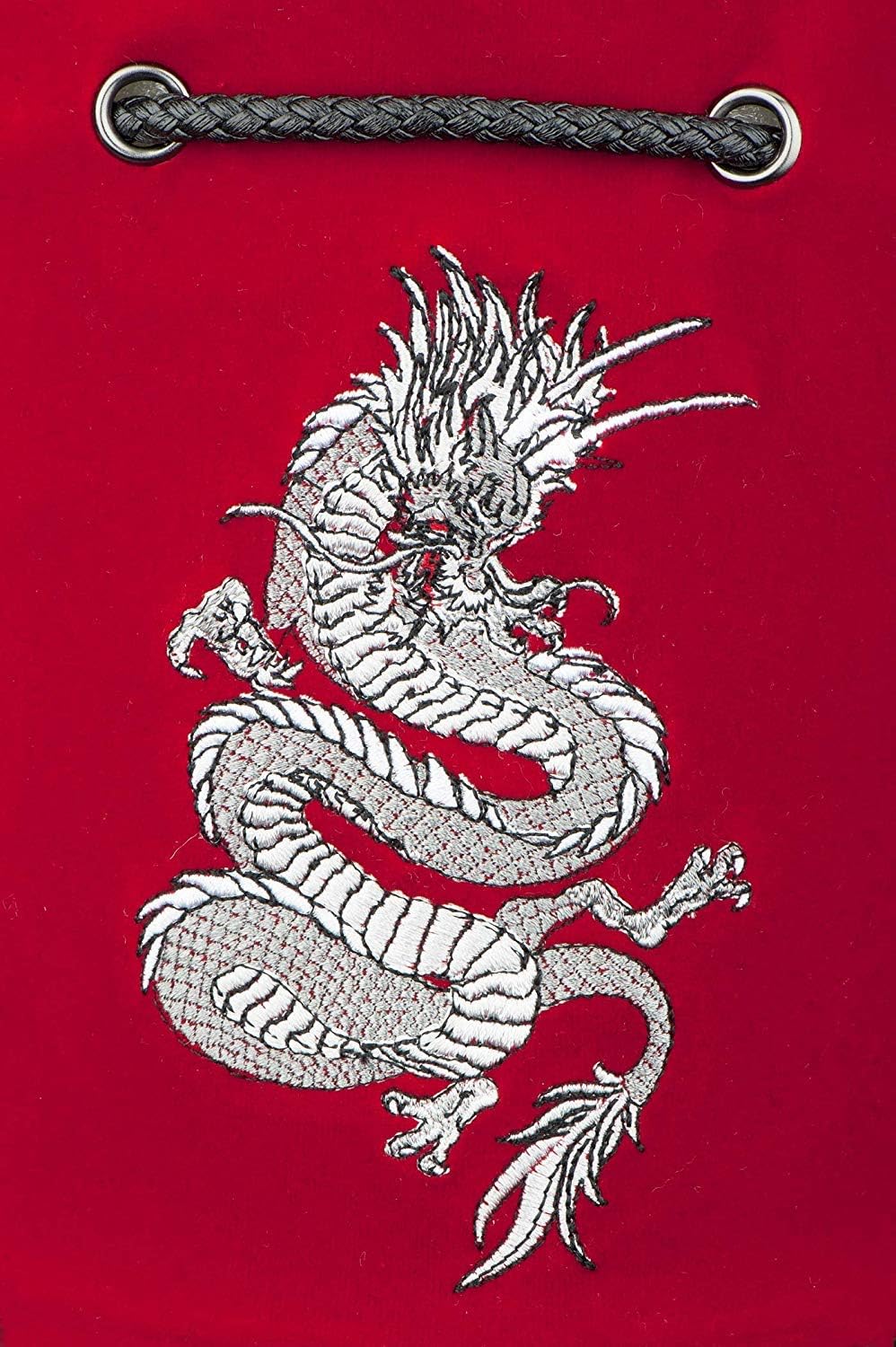 Rogues & Knaves DND Dice Bag with Platinum Dragon. Large Dice Bags Ideal for RPGs (Red).