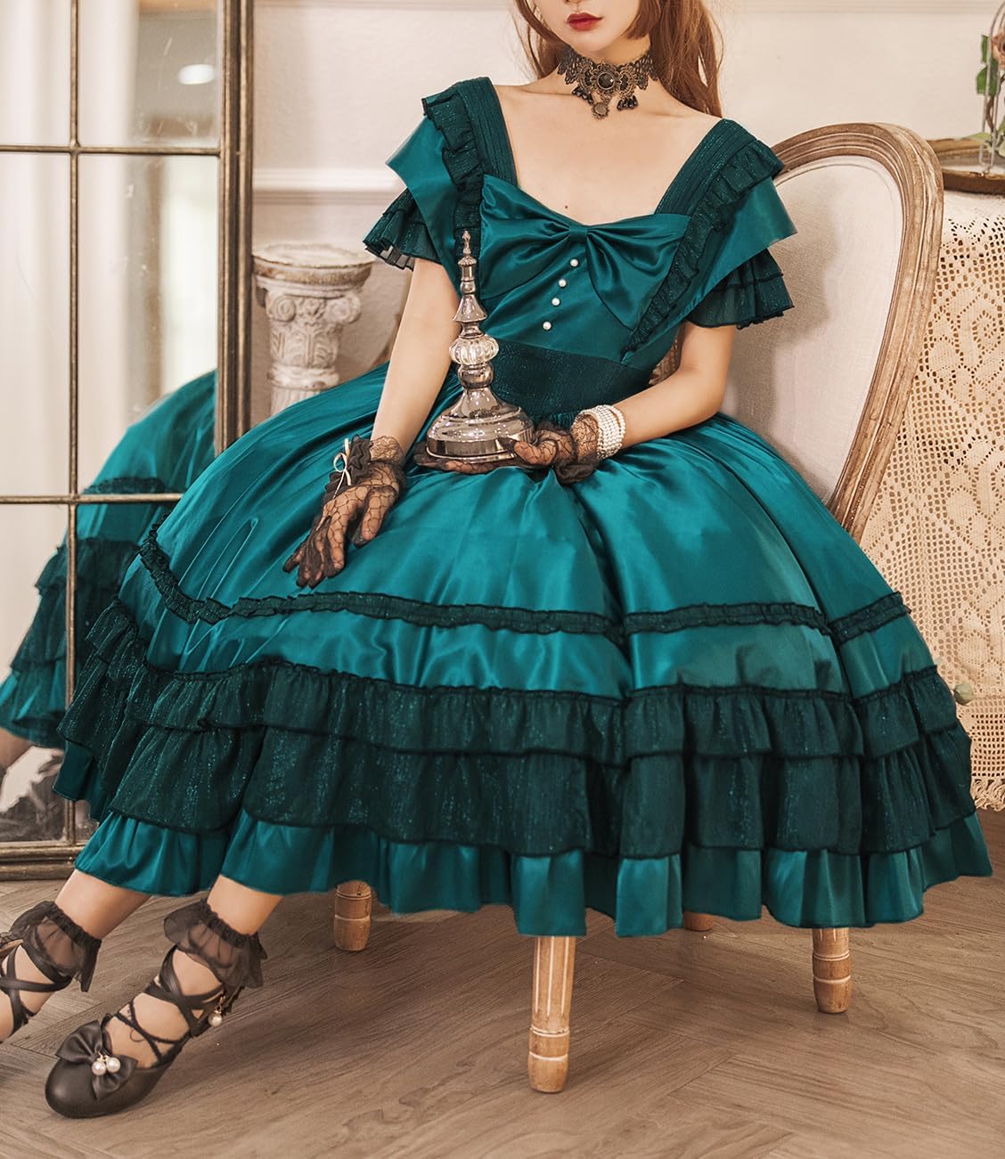 ZZEQYG Womens Victorian Lolita Dress Gothic Renaissance Rococo 1800s Dress - Image 3