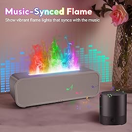 Essential Oil Diffuser, 250ml Flame Oil Diffuser - Aromatherapy Humidifier, Sound Activated Flame Effect, Rainbow Flame, Music Sync, Remote Control - Perfect for Bedroom Home Office Yoga (White)