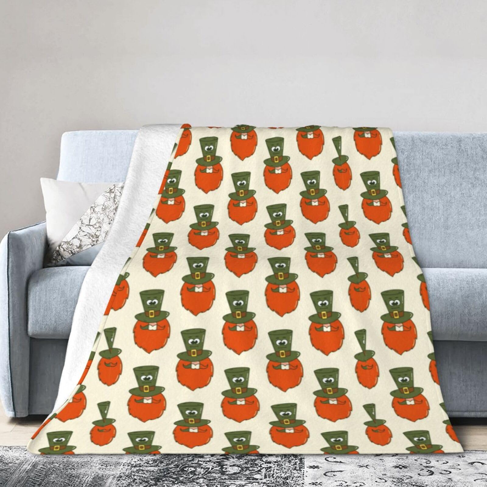 Noble Ren Cute Leprechaun Ultra-Soft Micro Fleece Blanket Winter Warm Soft Lannel Fleece Throw Blanket For Couch Sofa Bed 80"X60"