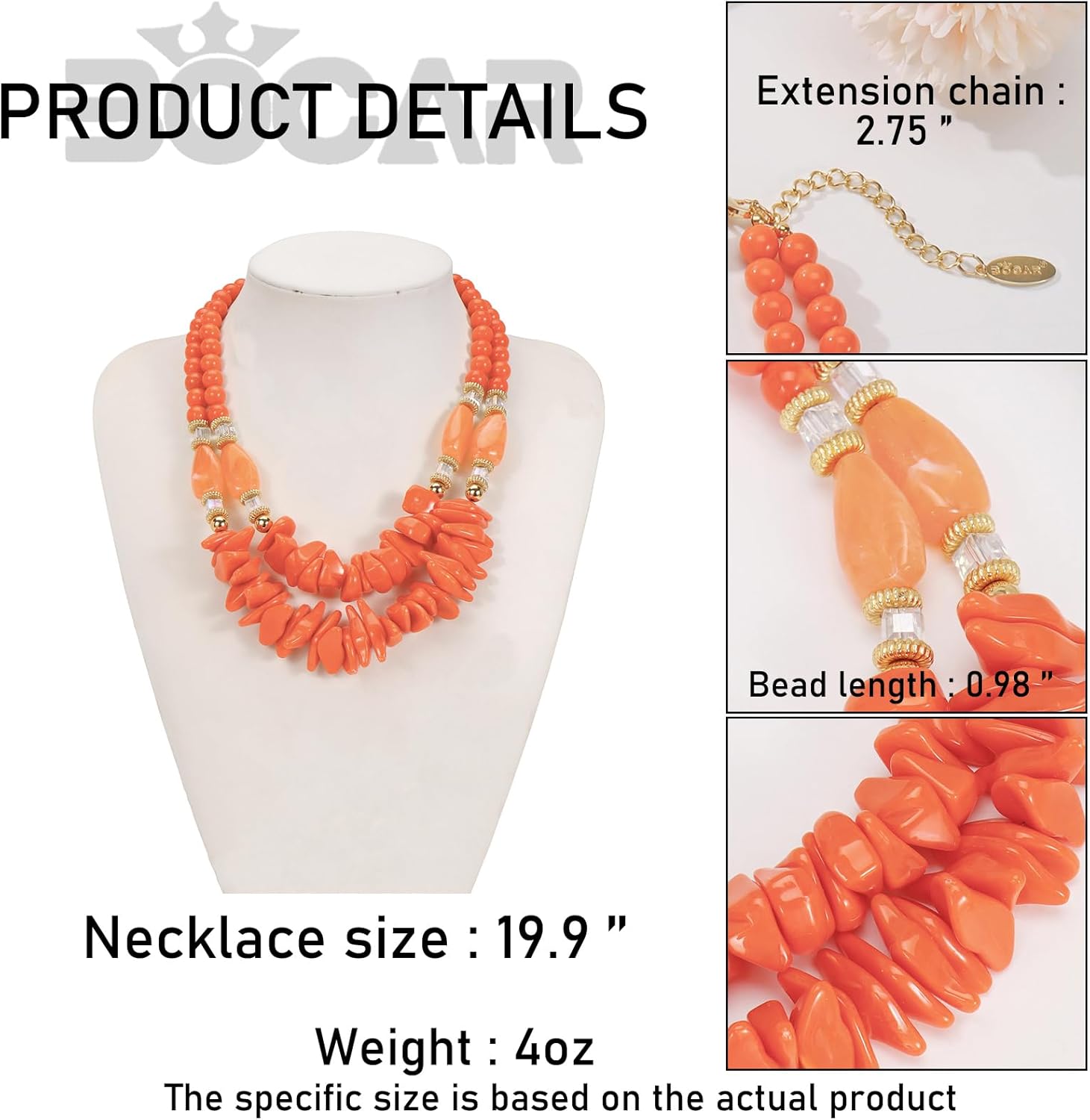 Bocar 2 Layer Statement Chunky Clavicle Necklace With Double Layered Irregular Beads Necklaces for Women (NK-10789) - Image 7