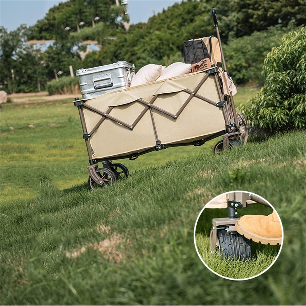 Camping Cart 80L Folding Trolley Portable Shopping Pushcart Outdoor Picnic Beach Wagon Trailer Car