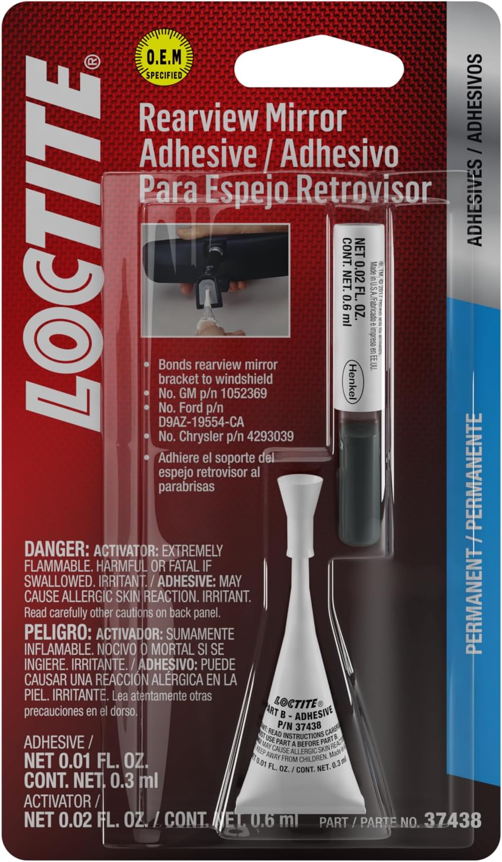 Loctite 37438 Rearview Mirror Adhesive Kit, 0.3 cc