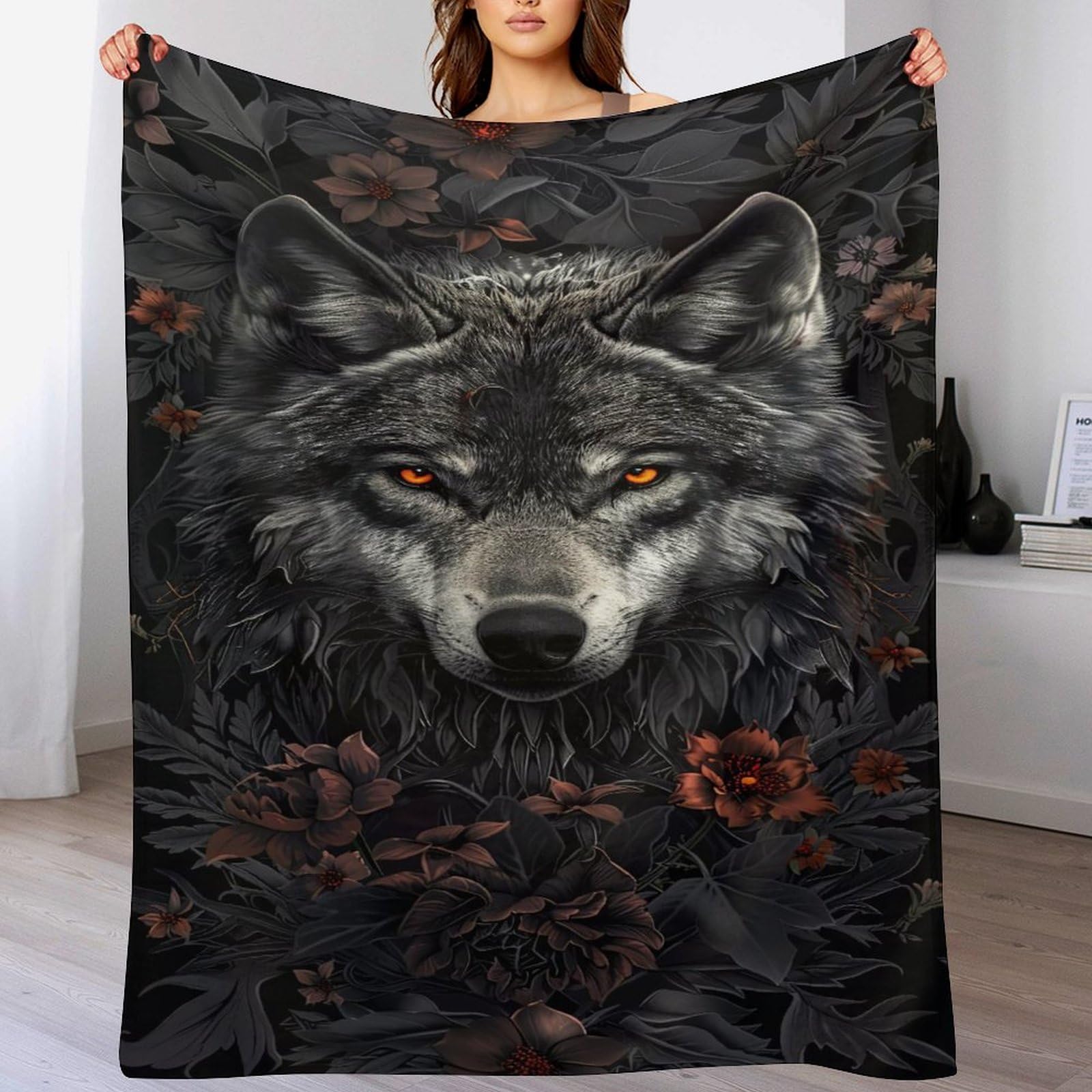 Couverture loup 3D chaude en polaire pour soulager le froid hivernal sur votre canapé