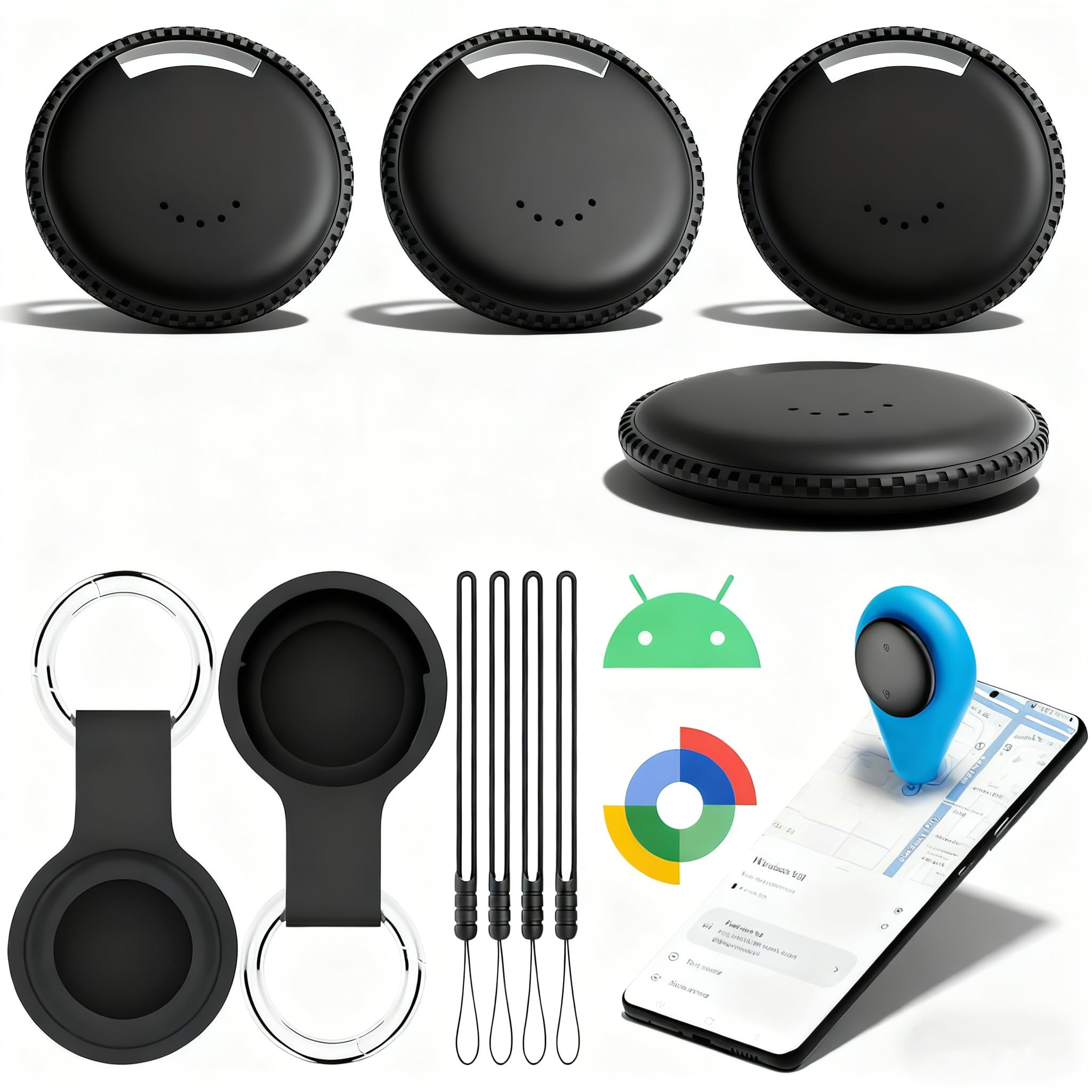 Android Tracker Tags 2/4-Pack with Case | 2-Year Battery Life IP65 Waterproof Item Locator, Works with Google Find Hub for Keys, Luggage, Wallets (Android Devices Only) (2)-image-30