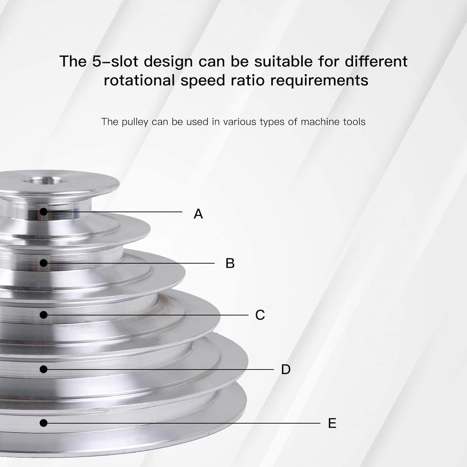 CNBTR 16mm Bore 54mm-150mm Outter Dia Aluminum 5 Slot A Type Pulley 5 Step Pulley Belt 12.7mm Belt Width