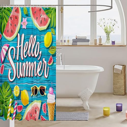 Miniatura 37 de Cortinas de ducha impermeables con diseño de barco pirata de caricaturas, tela de aventura marina, cortina de ducha de baño con peces submarinos,