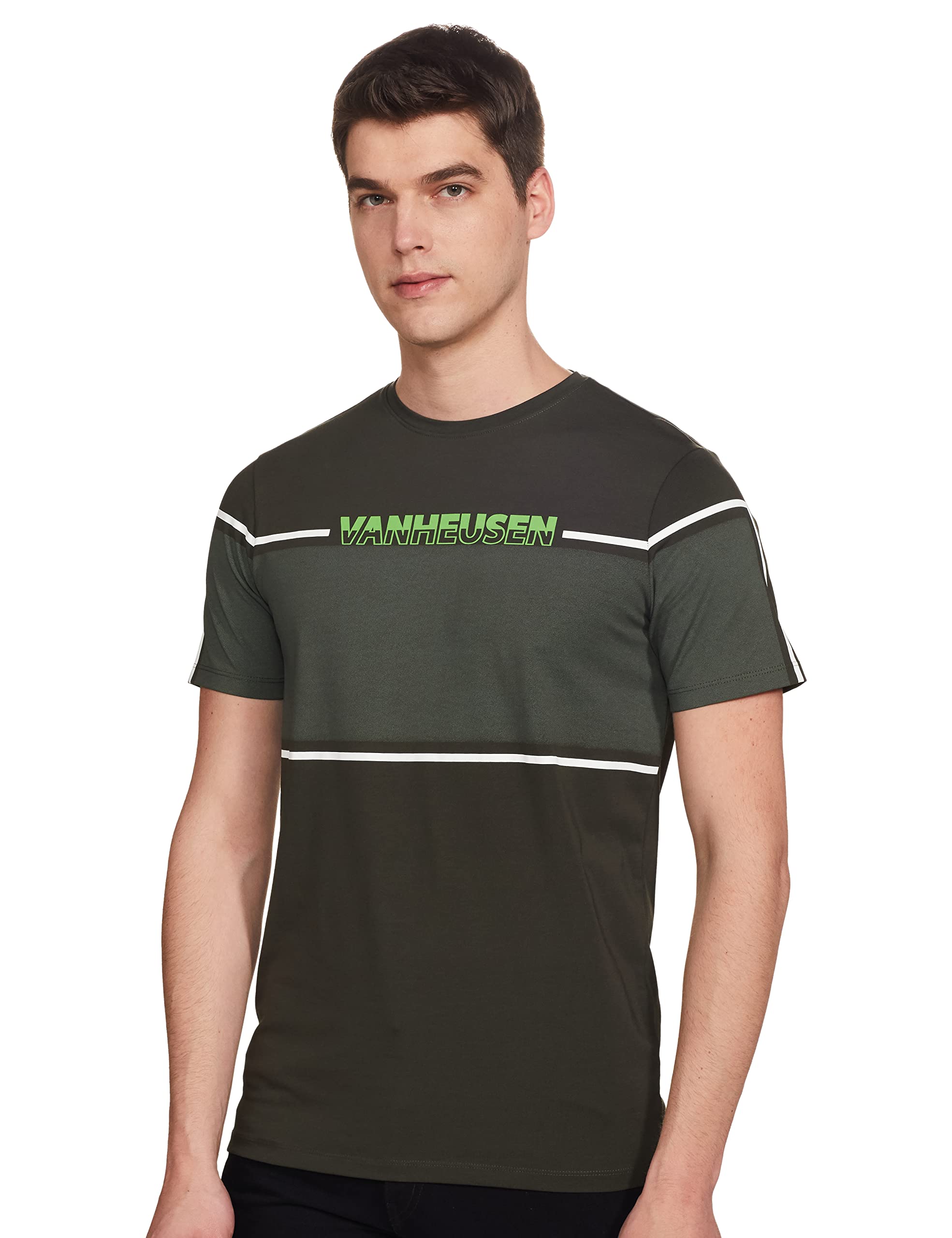 Van HeusenMen's Crew Neck Active Wear Regular Fit T-Shirt