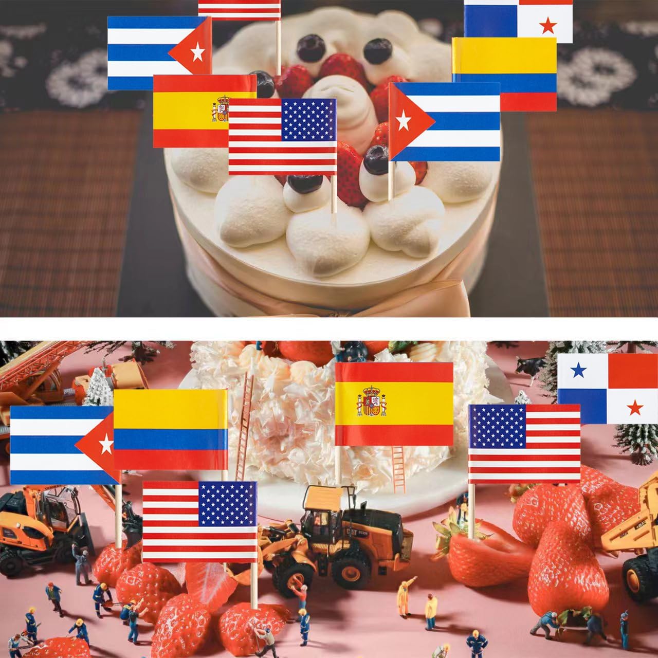 105 Pcs Latin America 21Countries Toothpick Flags, Small Mini Stick Cupcake Toppers Spanish Language Speaking Assorted Latino Flags Party Decoration Celebration Cocktail Food Bar Cake Flag - Image 4