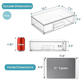 Vtopmart 12.1\'\'W Clear Stackable Storage Drawers,3 Pack Acrylic Plastic Organizers Bins for Makeup Palettes, Cosmetics, and Beauty Supplies,Ideal for Vanity, Bathroom,Cabinet,Desk Organization