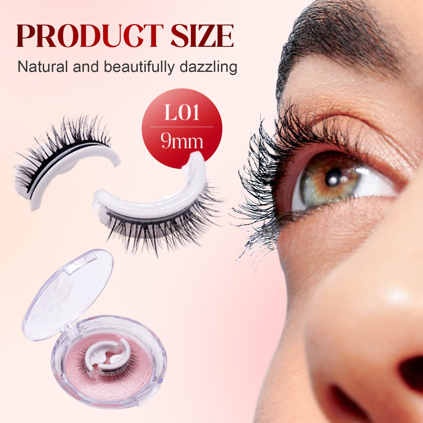 2 Pairs Self Adhesive False Eyelashes, Pre Glued Reusable Eyelashes, No Glue Needed Lashes, Beginner Eyelash Clusters for Women (Slender)