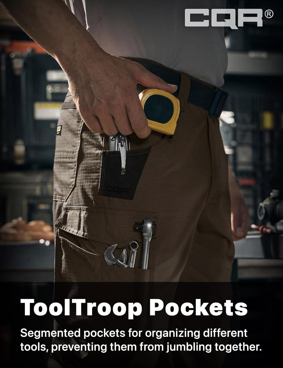 CQR Men's Quick Dry Work Pants, Water Resistant Outdoor Tactical Pants, Lightweight Stretch Cargo Hiking Pants - Image 5