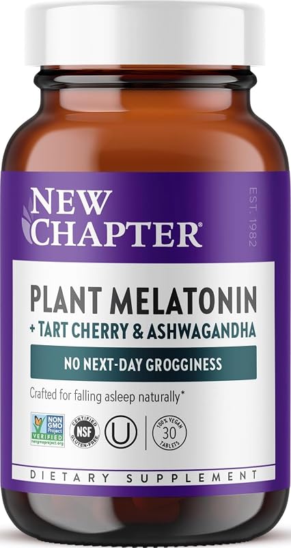 Plant Melatonin 2mg - Sleep Aid for Adults with No Next-Day Grogginess, Nature-Inspired Sleep Formula Made with Melatonin from Tomato + Tart Cherry & Ashwagandha – Non-GMO, 30ct