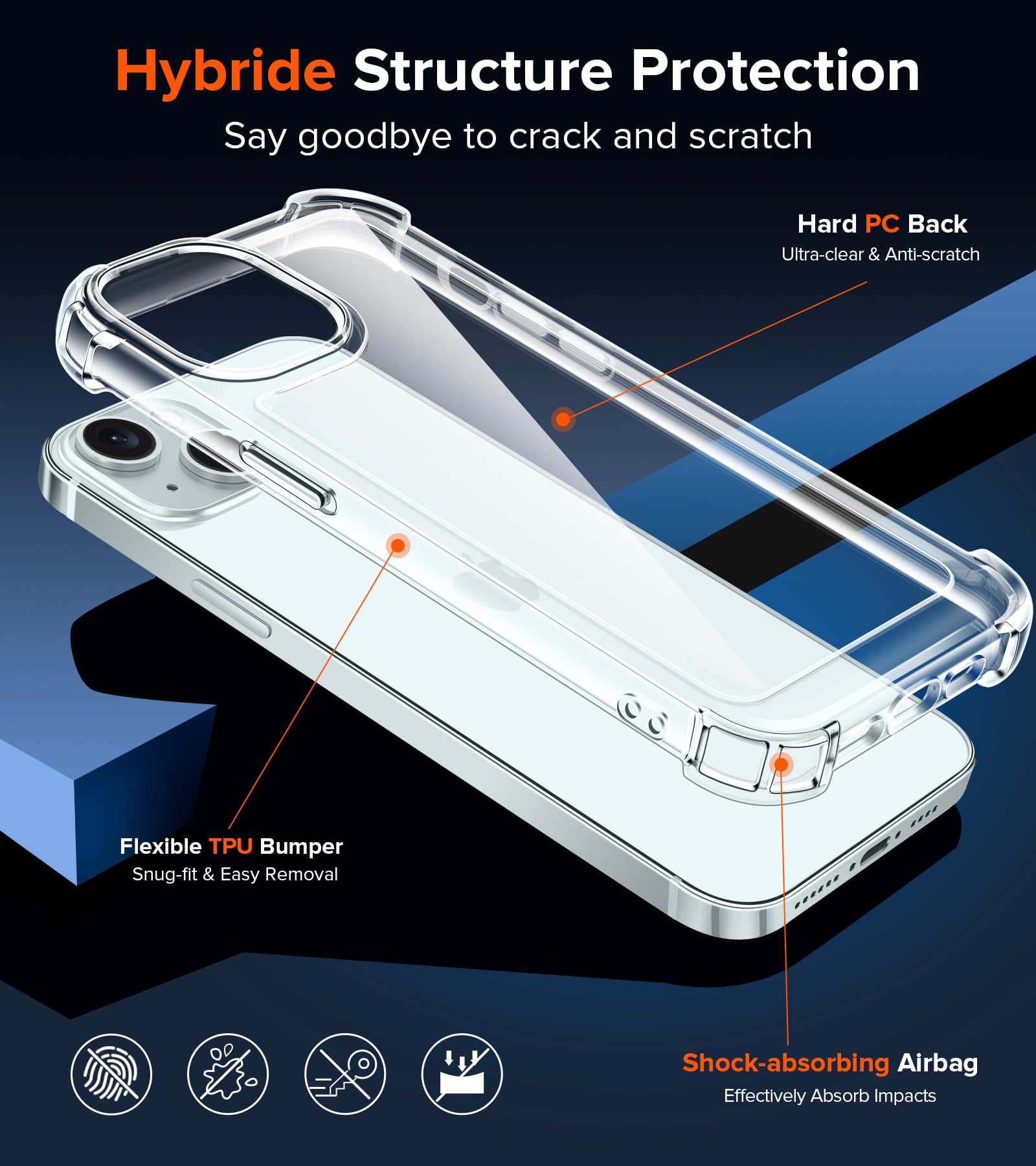 IVoler Cover Trasparente Anti-Giallo Per IPhone 15 Pro – Sottile Antiurdo, Protezione Fotocamera