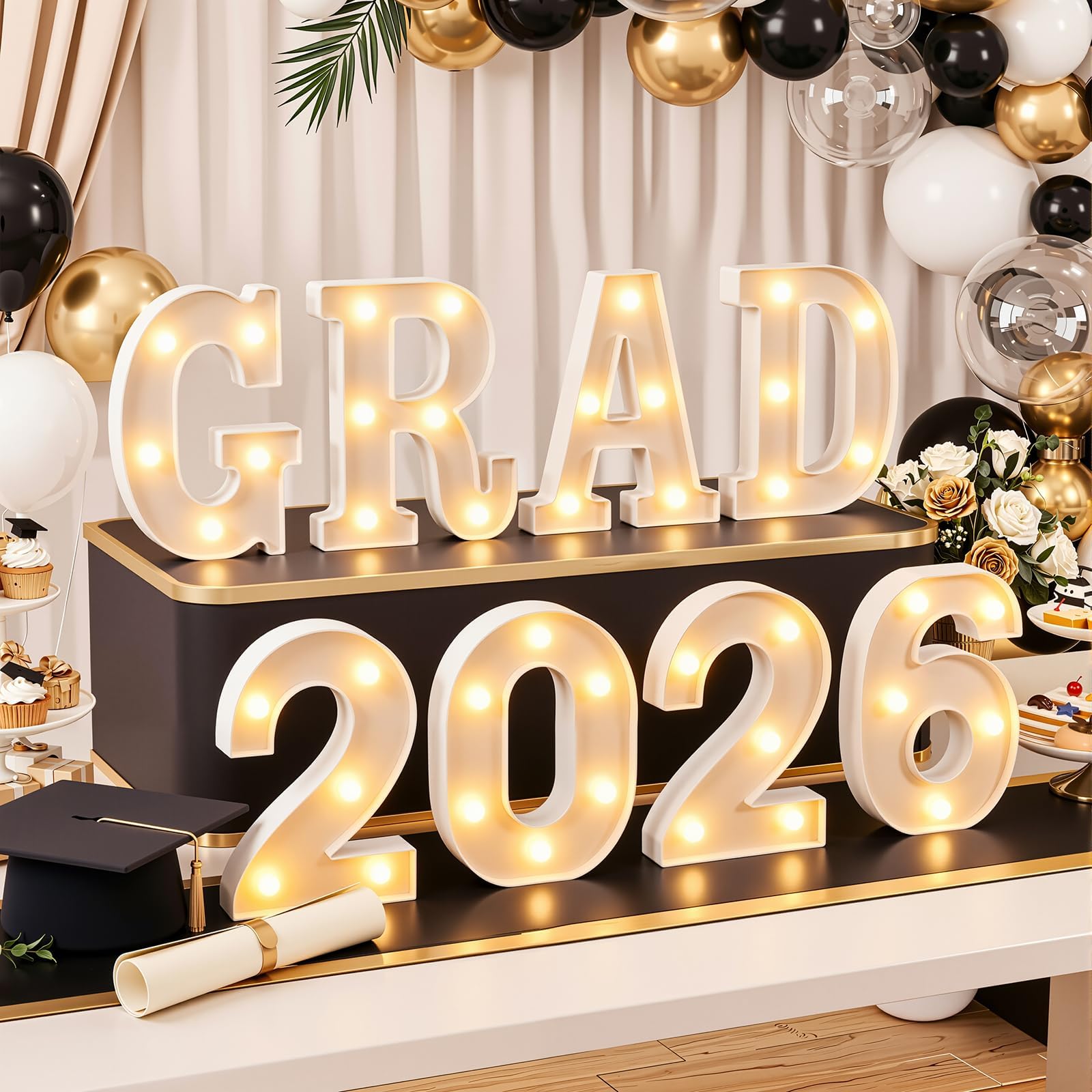 Letras LED iluminadas para marquesina GRAD 2026 decoraciones para fiestas de preescolar