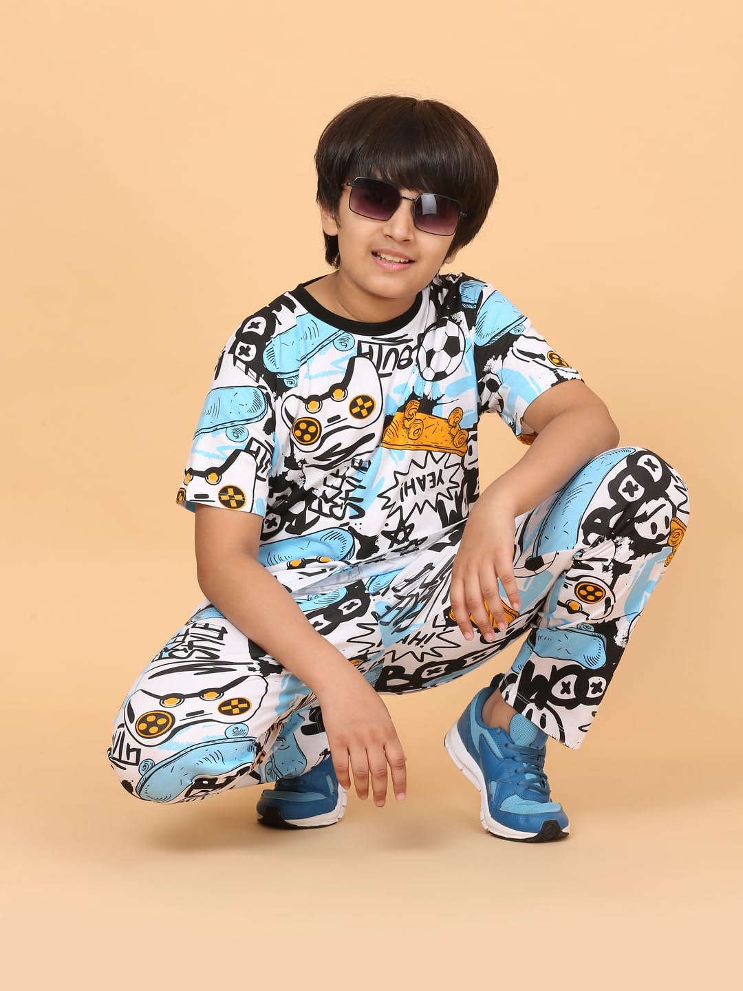 Ninos Dreams Half Sleeves Boys Night Suit with Lower-Boom Skates Print - Image 3 thumbnail