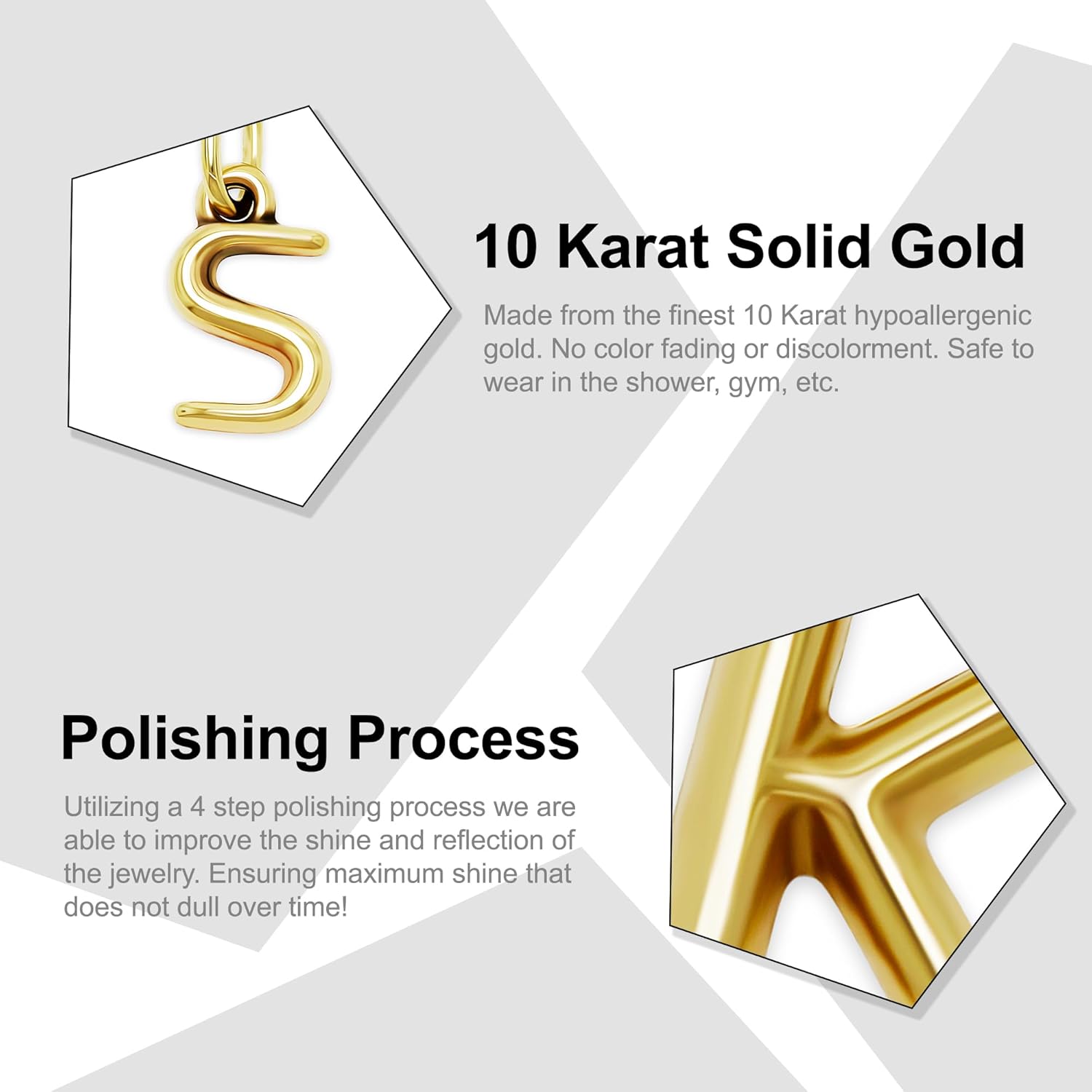 Gold Puffed Initial Letter Charm - 10 Karat Gold - 3D Bubble Letter Pendant - Initial Jewelry - Dainty Initial Pendant - Image 2
