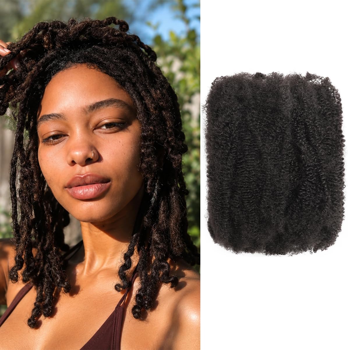 30 cm Afro Kinky Curly Braiding Bulk Hair For Bulk Mini Twists Afro Kinkys Bulk Synthetic Cuban Twist Hair Soft Locs Micro Spring Twist For Dreadlocks Loc Repair (100 g/opakowanie) (4#)