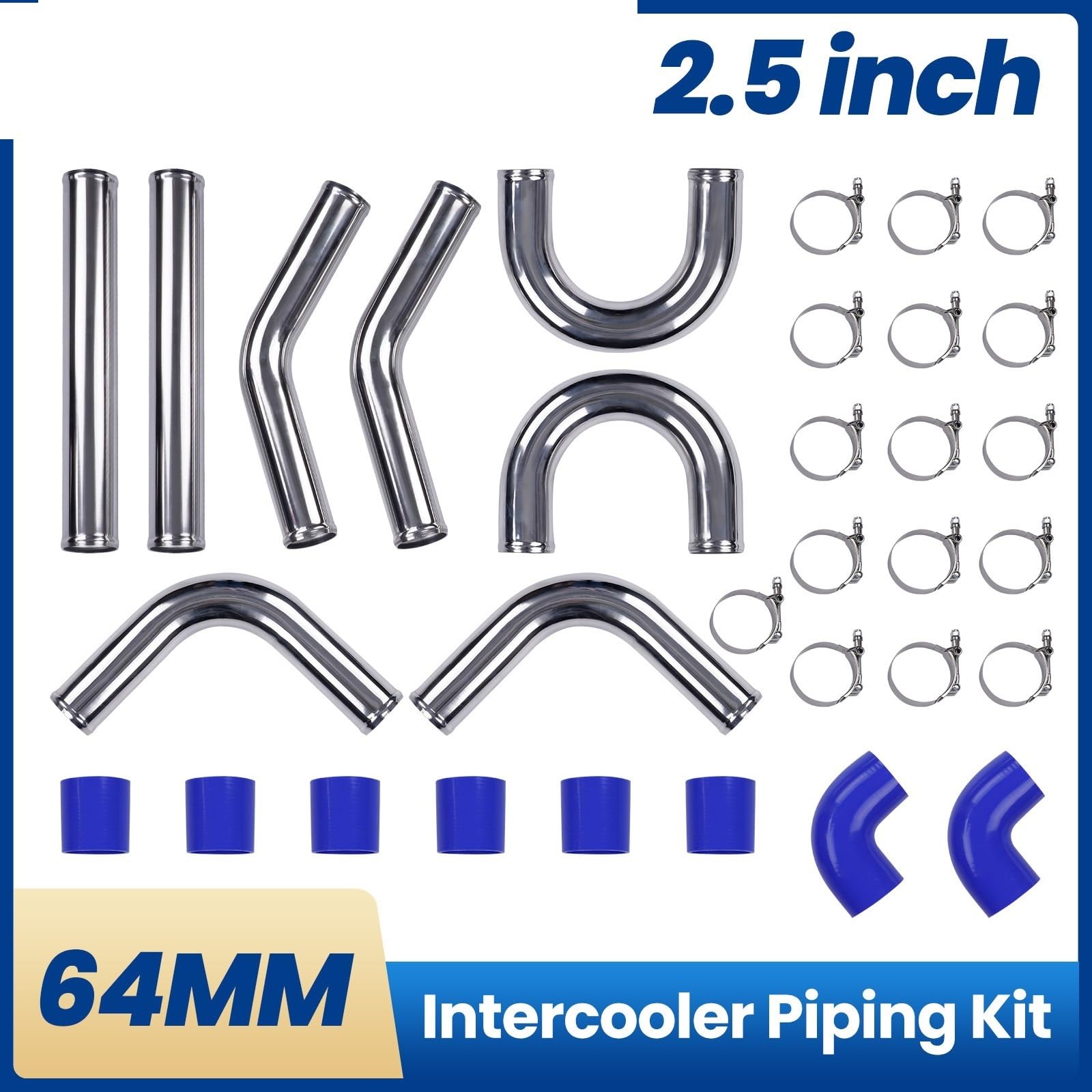 Uniwersalny aluminiowy zestaw rur intercoolera Turbo + wąż silikonowy Chłodnica intercooler