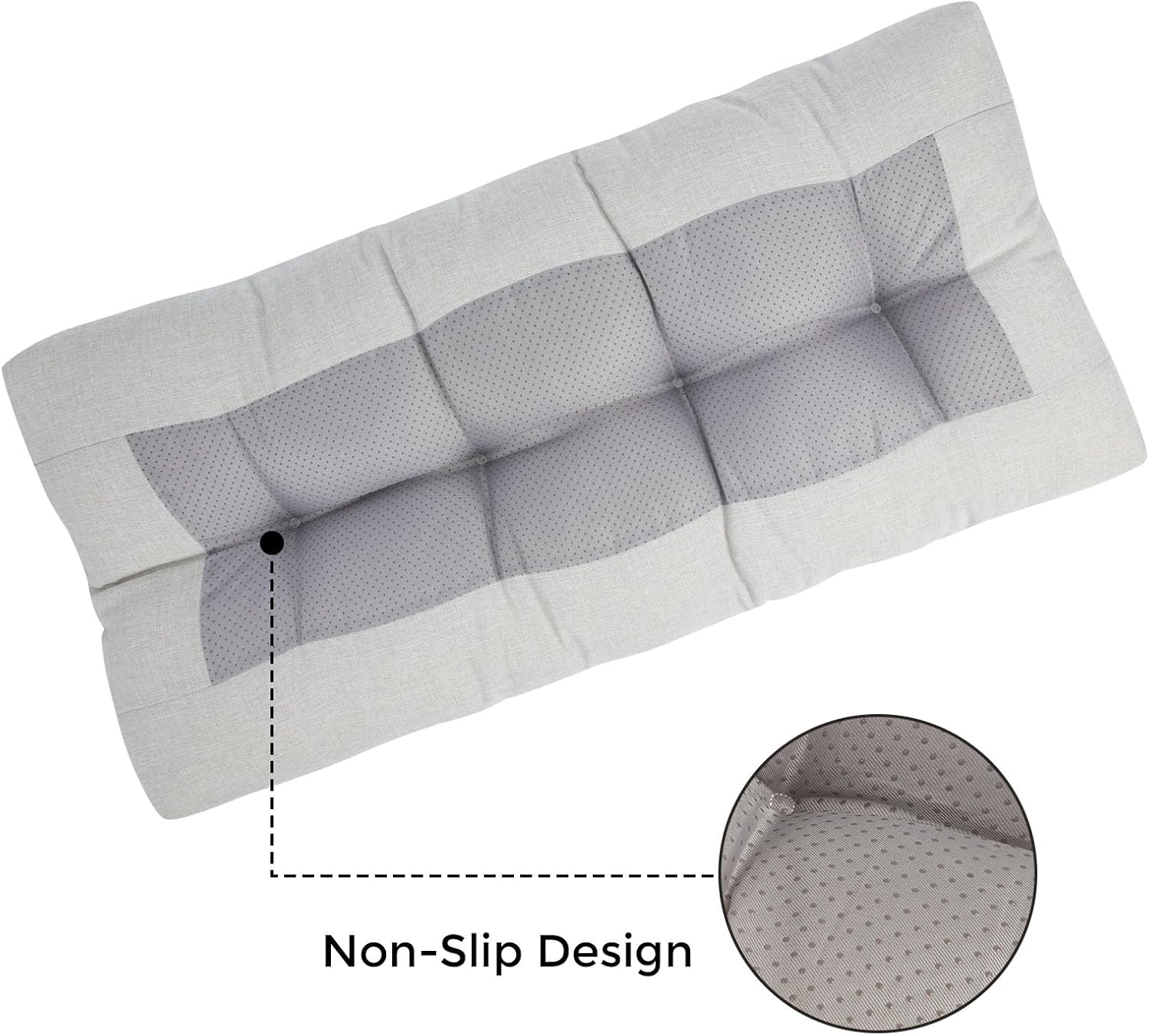funhome outdoor bench cushion 45 x18 inch with non-slip grips,water resistant porch swing cushion,bench pillow pads,tufted cushions for patio garden furniture,45" seat cushions(cloud gray) cloud gray 45 x 18 x 5 inch
