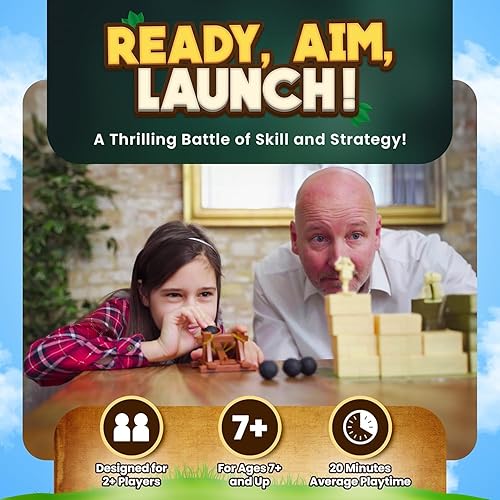 Miniatura 2 de Juego de mesa Catapult Feud - Divertido juego de estrategia familiar para niños y adultos mayores de 7 años - Construye defensas de castillo y lanza