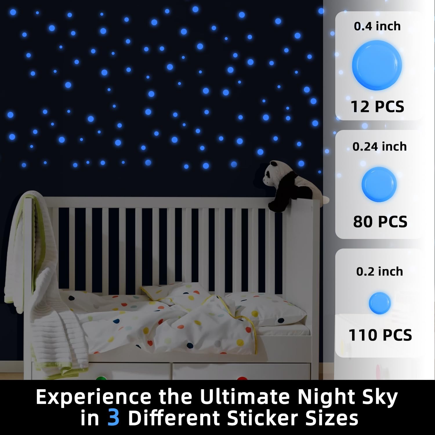 DUOFIRE 3D Glow in the Dark Stickers for Ceiling and Wall Blue | Room Decor, Charges under Light, Calming Bedtime Feel, Space Science Learning, Educational Use, Classroom Use and Gift Idea