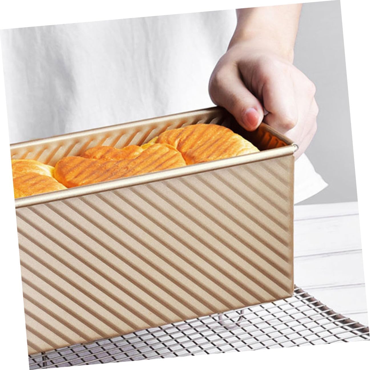 Alipis 2pcs Nonstick Toast Mold Loaf Pan with Sliding Lid Carbon Steel Bread Baking Pan for Household Oven Use