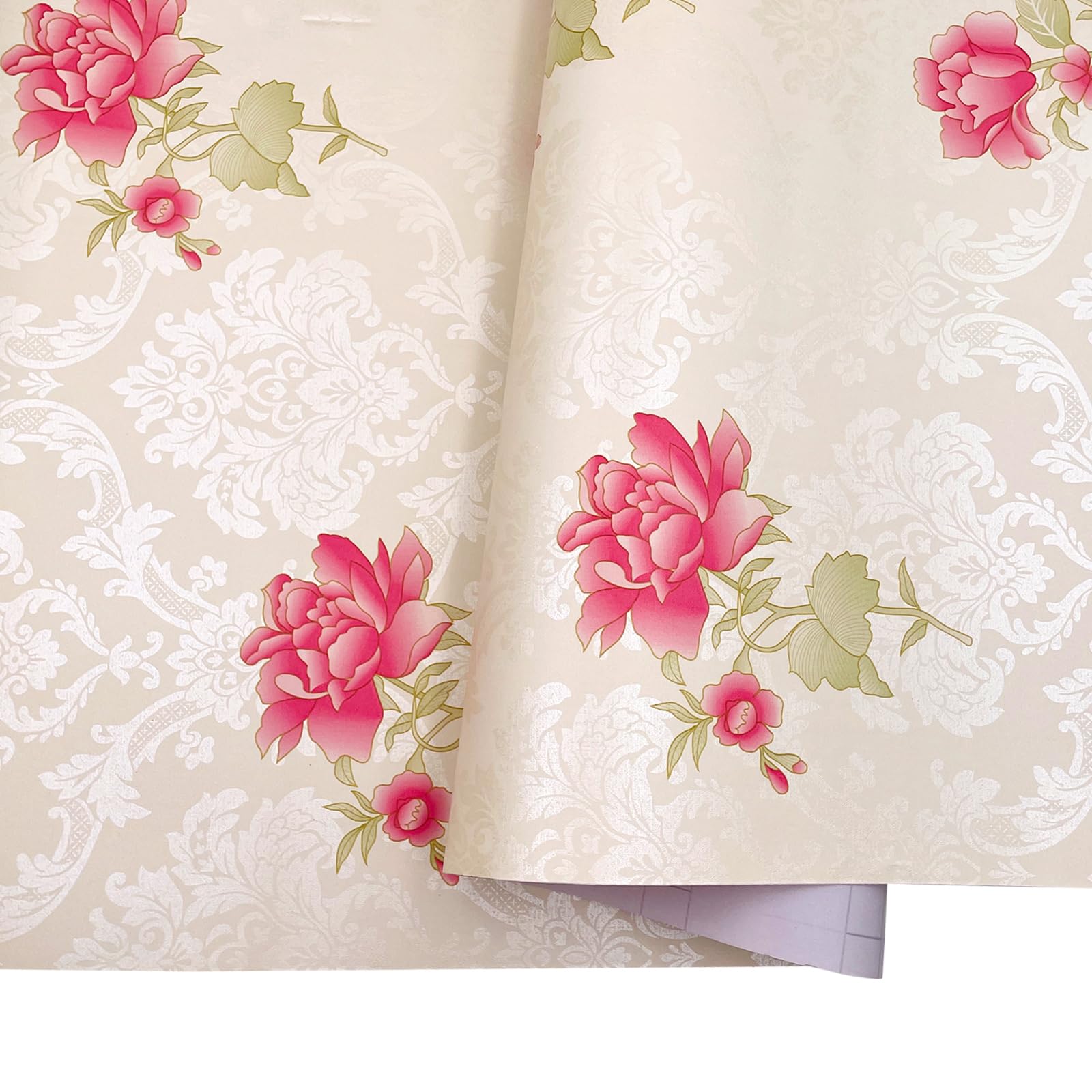 Yifely SimpleLife4U Pink Peony Furniture Protect Paper Removable Vinyl Damask Shelf Drawer Liner 17.7 Inches by 9.8 Feet