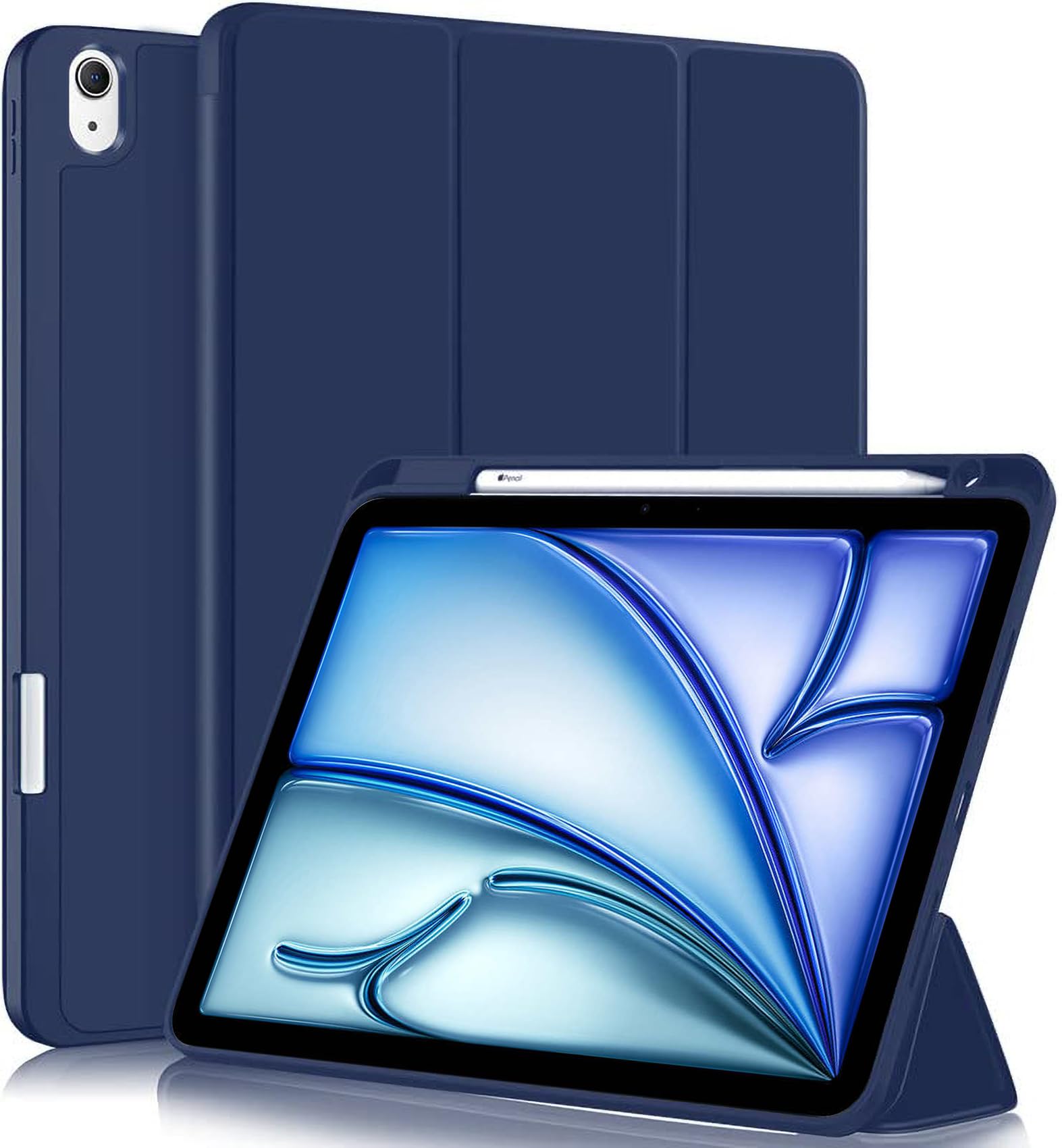 Robustrion Cover for for iPad Air 11 inch Cover M2 2024 6th Generation/iPad Air 5th Generation Cover/iPad Air 4th Generation Flip Stand Case Cover with Pencil Holder [Right Side] 10.9 inch - Navy (B0C331JNBN) Amazon Price History, Amazon Price Tracker