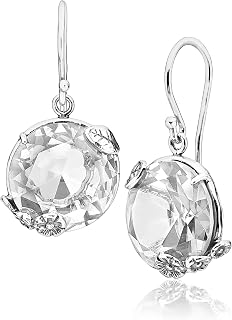 JEAN RACHEL JEWELRY 925 Sterling Silver Dangle Earrings for Women with Bold Round Cubic Zirconia - Floral Vintage Design - Hypoallergenic, Lead & Nickel Free - Artisan Handcrafted Statement Earrings