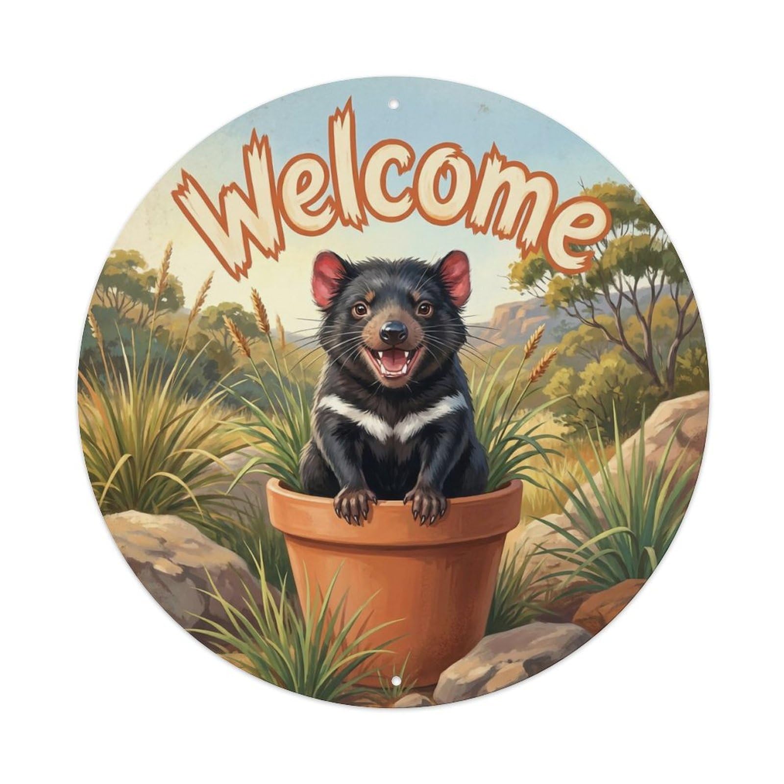 Okahys 8X8inch(20X20cm) Welcome Wild Badger Rocks Metal Tin Sign