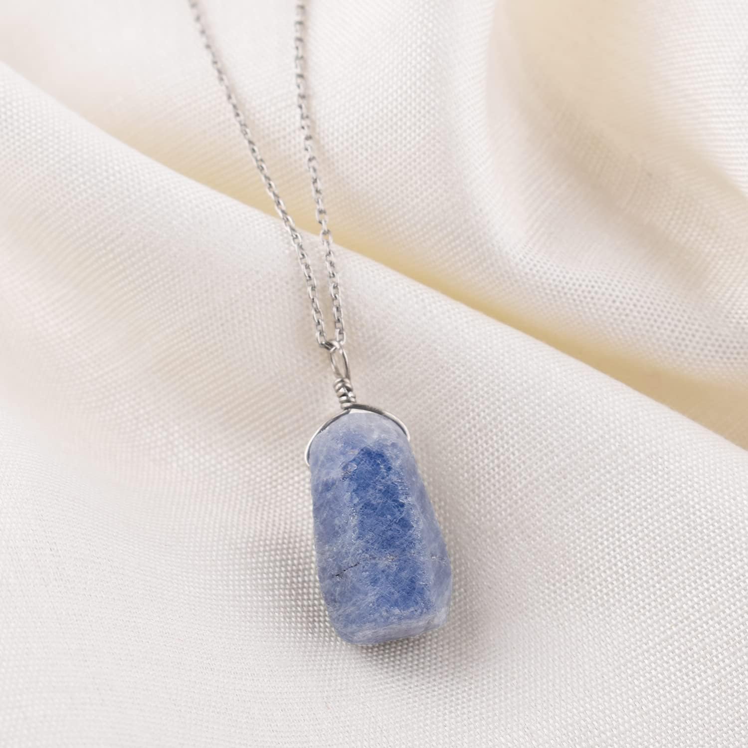 InfinityGemsArt Raw Blue Sapphire Pendant, Rough Crystal, Dainty Gemstone, Handmade Necklace Jewelry for Women, Birthstone, Healing Crystals, 925 Sterling Silver Chain 18 inch - Image 2