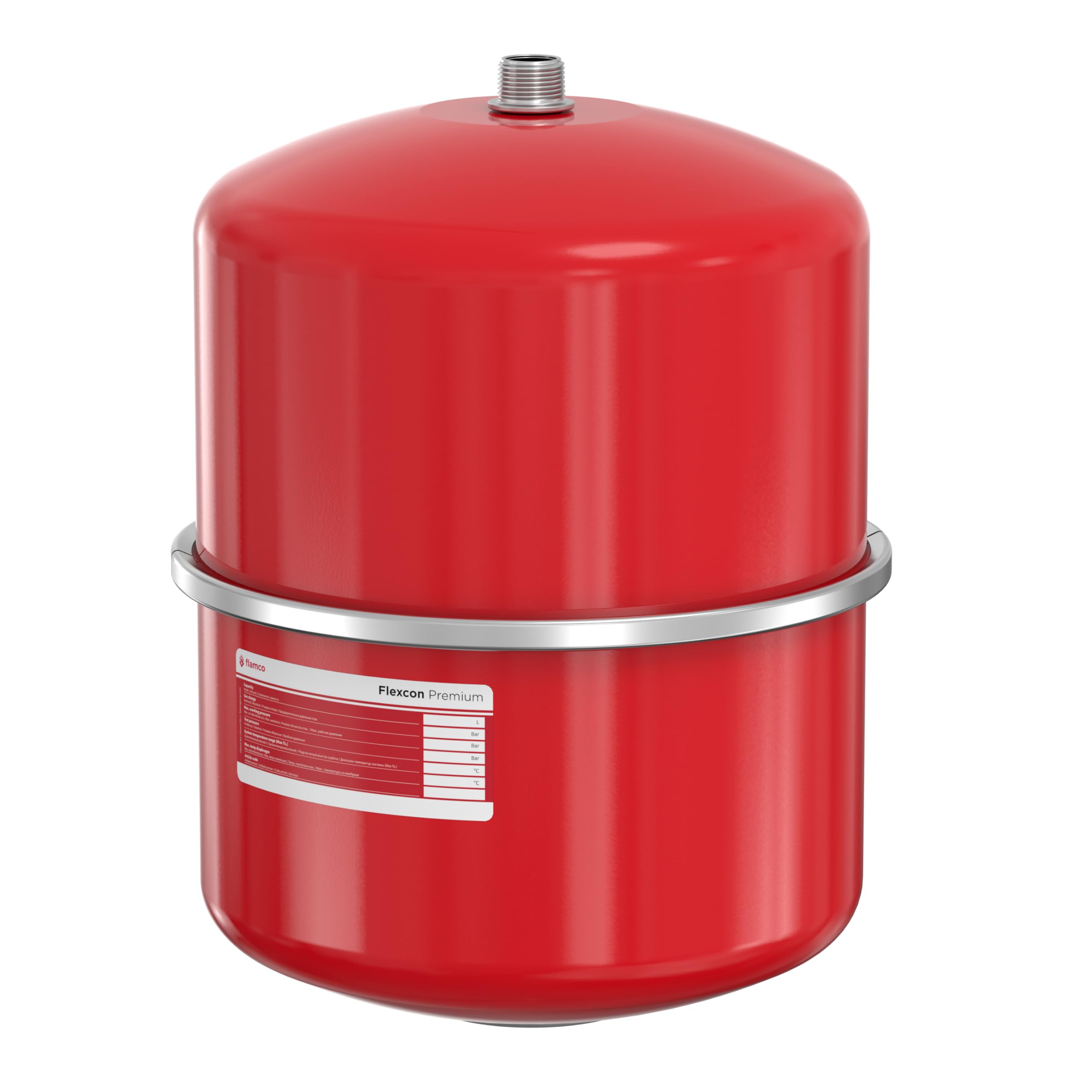 Flamco Flexcon Premium Vase d'expansion à membrane fixe 18 litres 1/​3 bar pour installations en circuit fermé et chauffage, climatisation et réfrigération, rouge, garantie 15 ans 16917