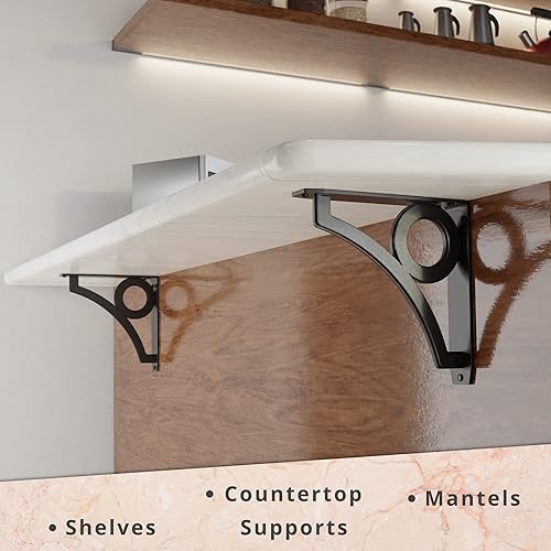 Miniatura 5 de Starby Park Circle Designer Series - Soportes decorativos resistentes para repisas y encimeras. Ménsulas bellamente hechas para chimenea,