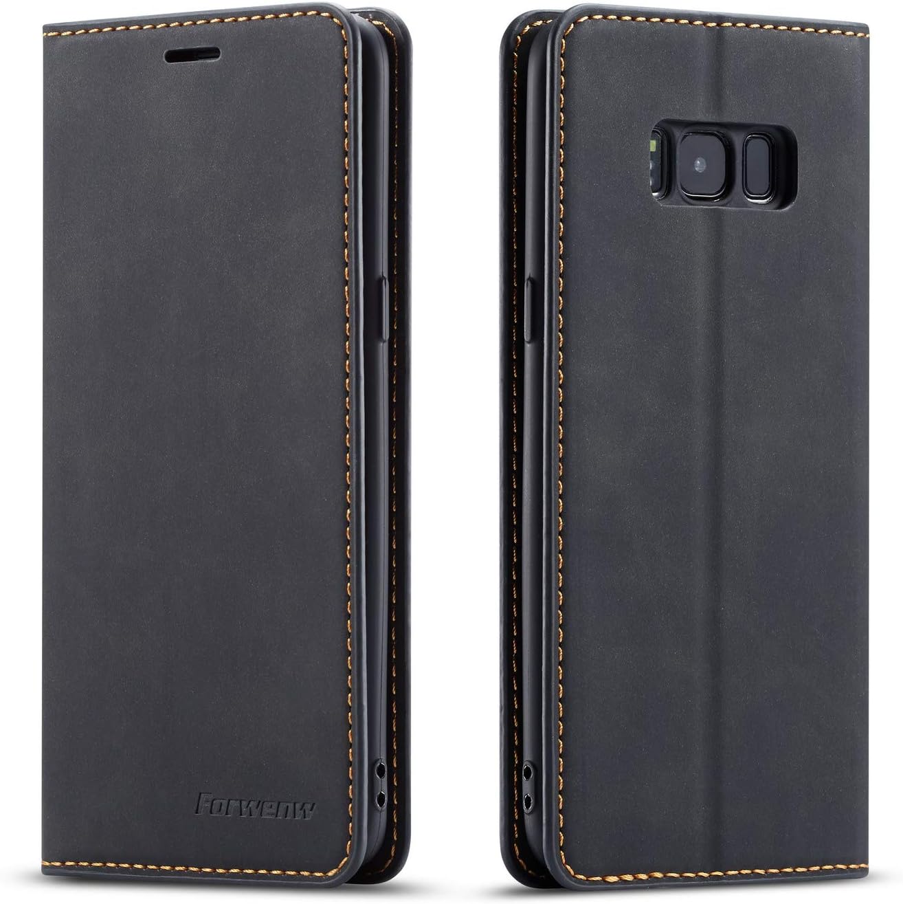 EYZUTAK Premium PU Leather Flip Folio Case for Samsung Galaxy S8, Protective Case with Kickstand Card Slot Magnetic Closure Shockproof Wallet Cover for Samsung Galaxy S8 - Black