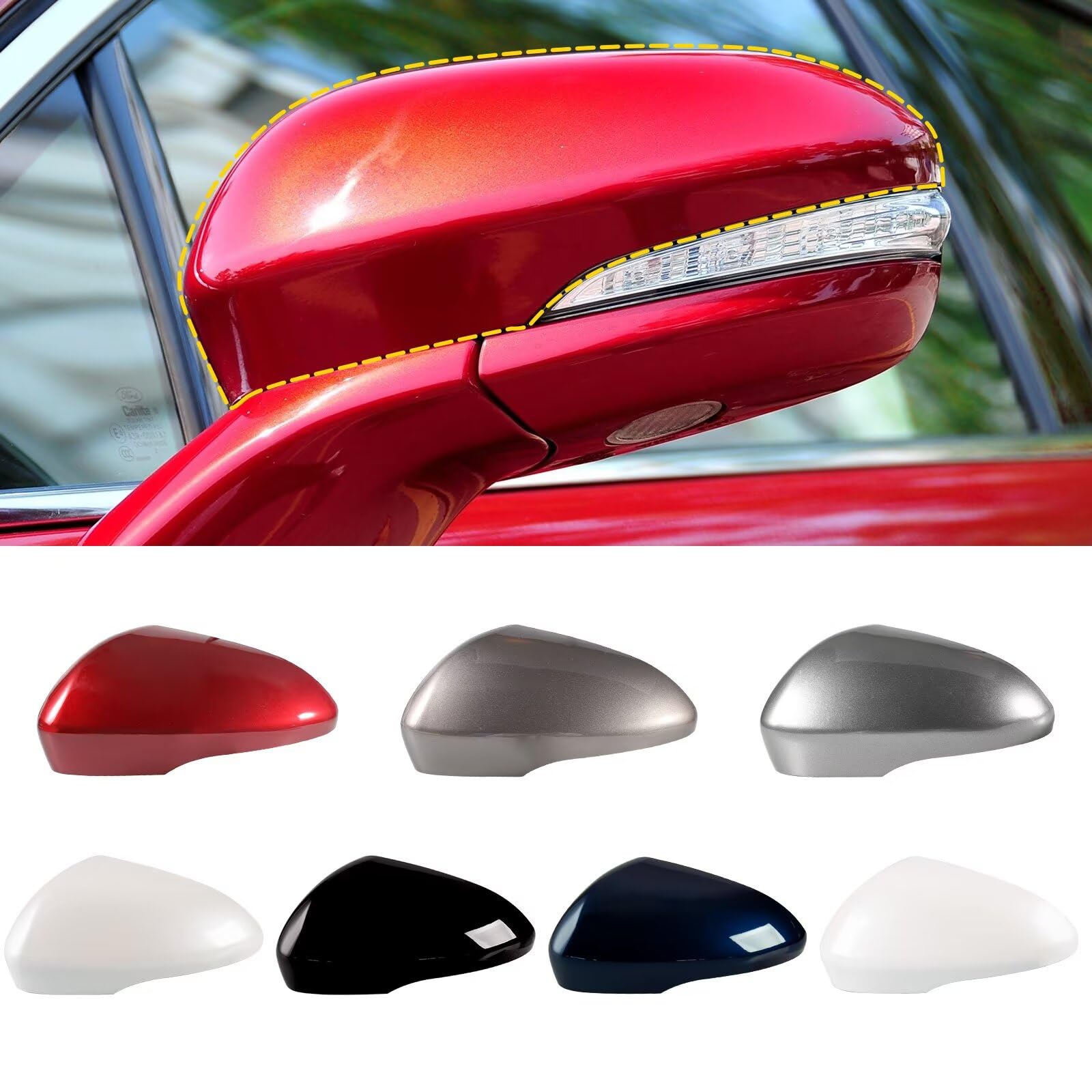 Goholy Car Door Side Rearview Mirror Cover Compatible With Ford Fusion 2013 2014 2015 2016 2017 2018 2019 2020【with turn signals】 Black Right Side Not