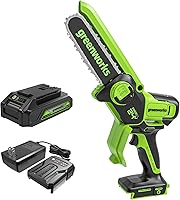 Greenworks 24V 6-Inch Cordless Mini Chainsaw with 2.0Ah Battery & Charger - Lightweight for Pruning, Trimming & Garden Work
