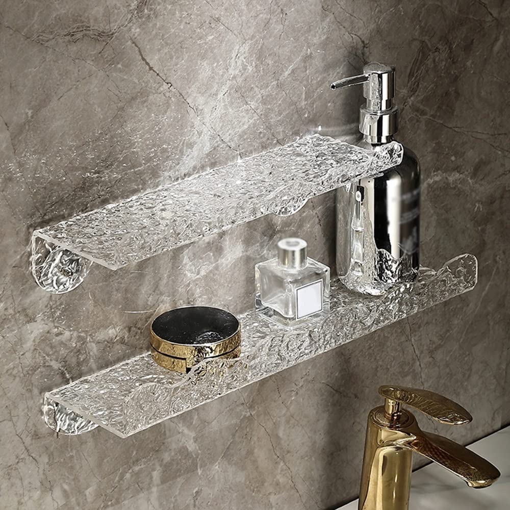 Estante Esquinero De Ducha Acrílico, Estante De Baño, Estantes Flotantes, Montaje En Pared Sin Perforaciones, Organizador Frontal De Cosméticos Y Champú, Estant(30 Cm)