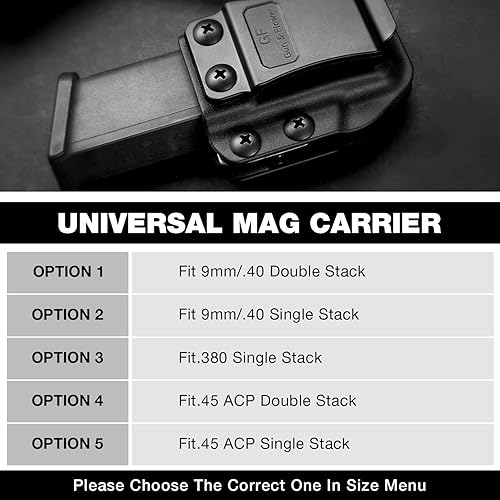 Miniatura 2 de Universal Mag Carrier, IWBOWB Magazine Holster Fit 9mm.40 Double Stack  9mm.40 Single Stack  .45ACP Double Stack  .45ACP Single Stack  .380 Single
