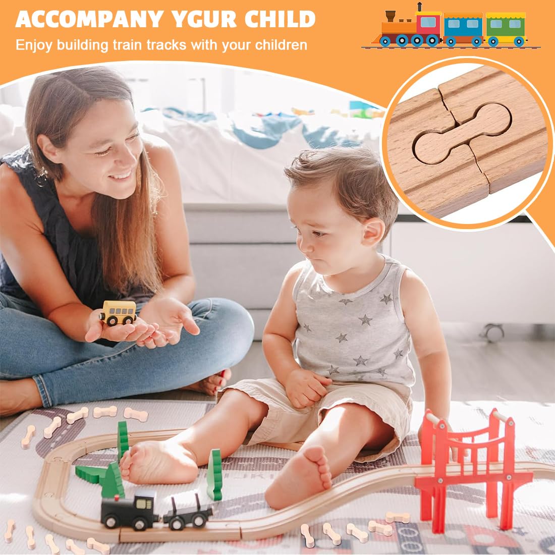 20 connettori per binari, fissaggio binari, accessori per binari in legno, accessori per binari allentati, adatti per bambini dai 3 anni in su