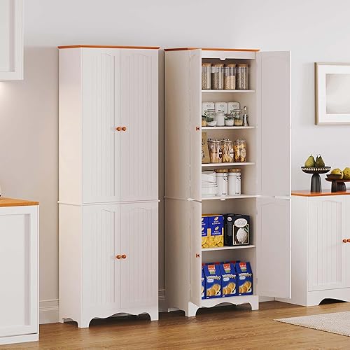 Miniatura 23 de Function Home Armario de almacenamiento alto para baño, despensa de cocina delgada de 64 pulgadas con almacenamiento de puerta, armarios 64" Blanco